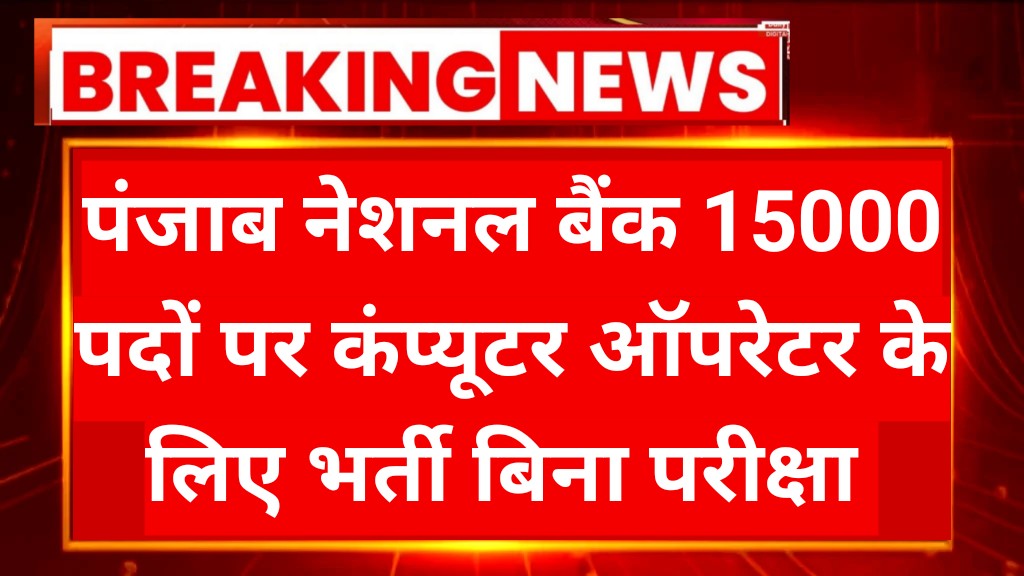 PNB Bank Computer Operator Vacancy